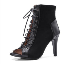 Lace Up Peep Toe Ankle Boots