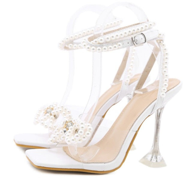 Rhinestone Bowtie Spike Heel Sandals