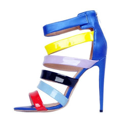 Colorful Stripes High Heel Sandals