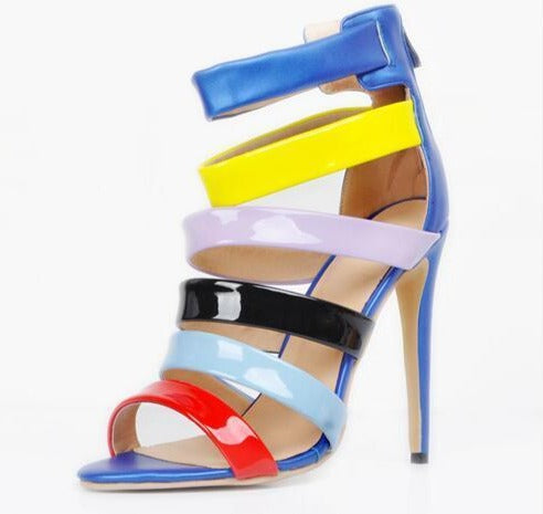 Colorful Stripes High Heel Sandals