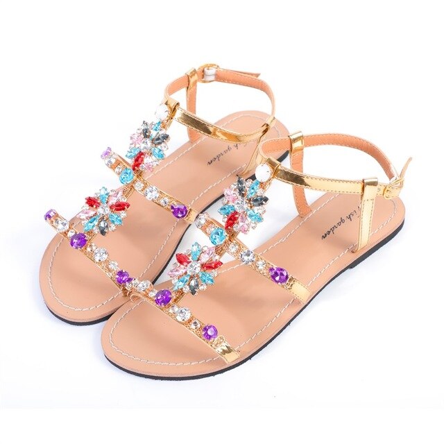 Shining Diamond Rhinestone Casual Flat Sandals