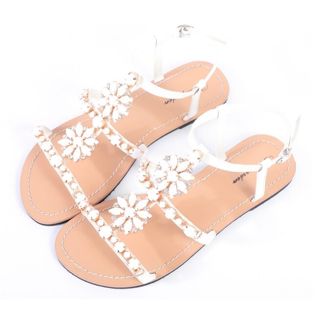 Shining Diamond Rhinestone Casual Flat Sandals