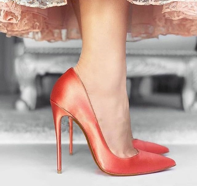 Glossy Silk Satin High Heel Pumps