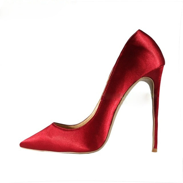 Glossy Silk Satin High Heel Pumps