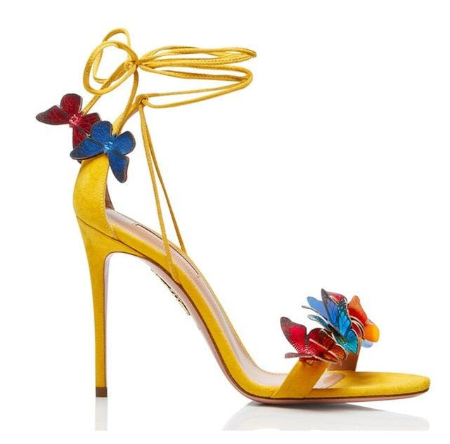 Aquazzura Inspired Ankle Strap Butterfly High Heel Sandals