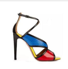 Multi-Color Leather Heeled Sandals Inspired by Aquazzura