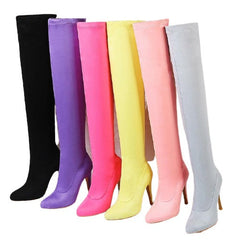 Suede Knee High Stiletto Boots