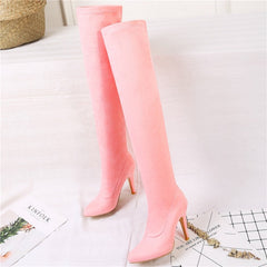 Suede Knee High Stiletto Boots