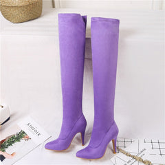 Suede Knee High Stiletto Boots