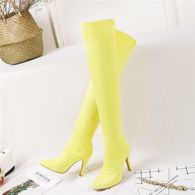 Suede Knee High Stiletto Boots