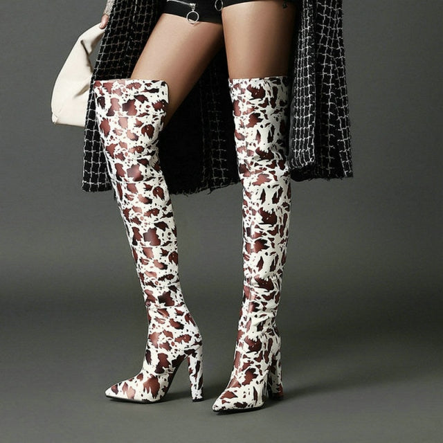 Animal Print Over the Knee Boots