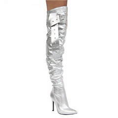 Slouchy Buckle Thigh High Boots