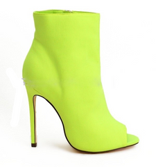 Peep Toe Ultrasuede Ankle Stiletto Boots