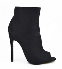 Peep Toe Ultrasuede Ankle Stiletto Boots