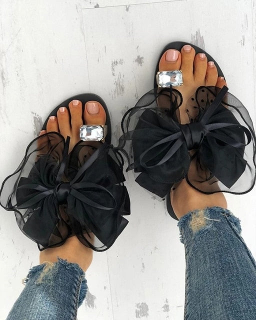 Rhinestone Ring Toe Flats