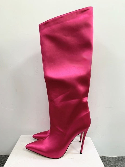 Metallic Knee-High Stiletto Boots