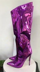 Metallic Knee-High Stiletto Boots