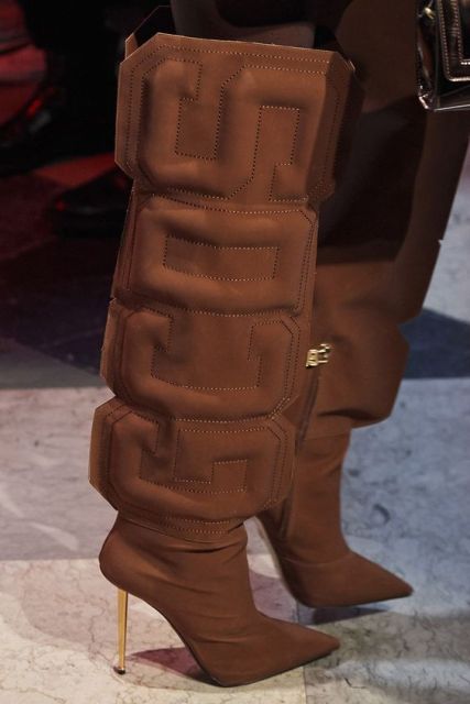 GCDS Inspired Vinyl Material Knee High Boots
