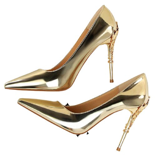 Metal Carving High Heel Pumps