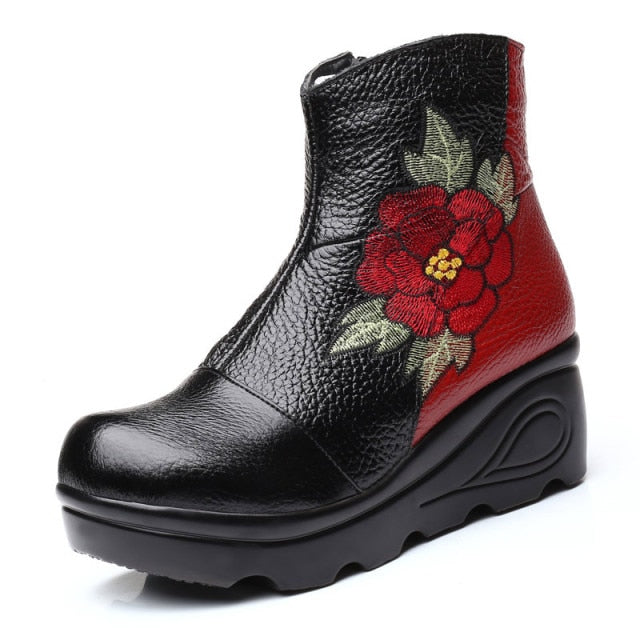 Embroidered Ankle Boots