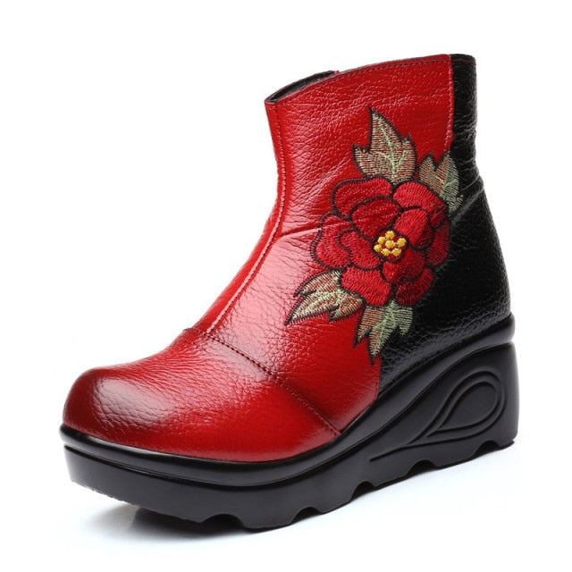 Embroidered Ankle Boots