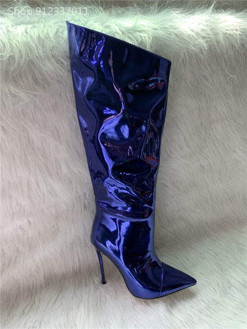 Shiny Metallic Mirror Stiletto Boots