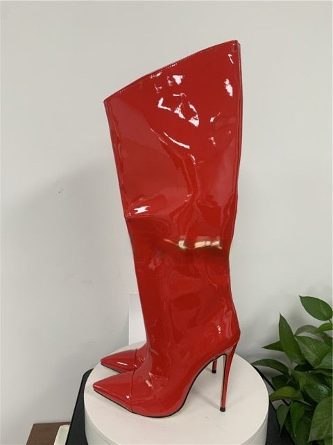 Metallic Knee-High Stiletto Boots