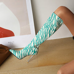Zebra Pattern Stiletto Boots