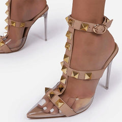 Rivet Strap High Heel Sandals