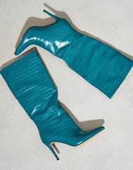 Blue  Knee High Boots