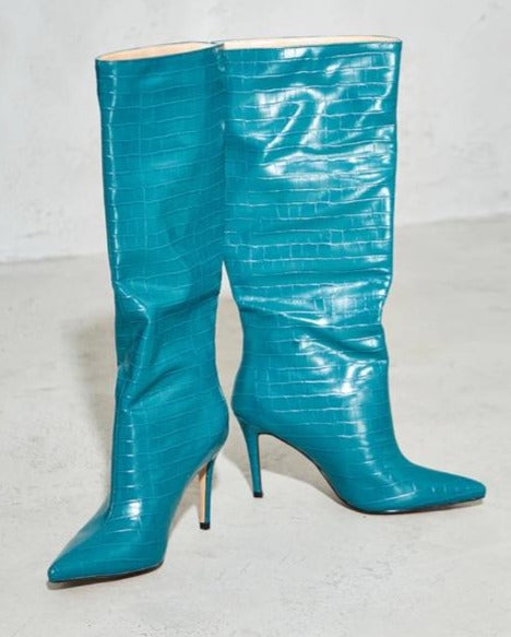 Blue  Knee High Boots