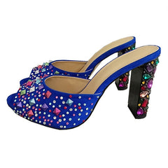 Colorful Rivet Crystal Sandals