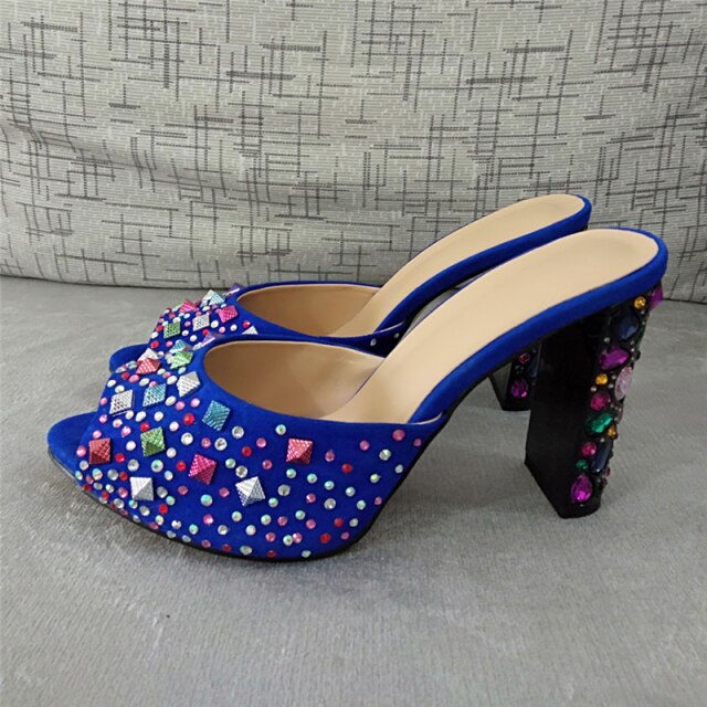 Colorful Rivet Crystal Sandals