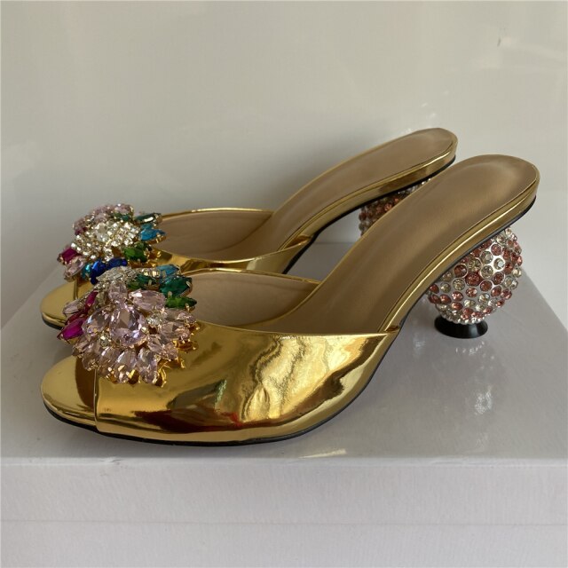 Luxury Rhinestone Flower Sandals