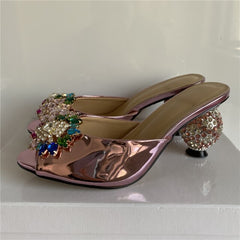 Luxury Rhinestone Flower Sandals