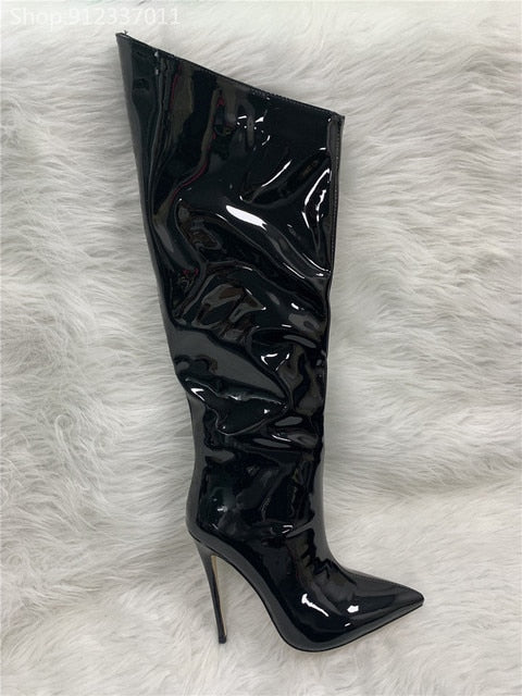 Shiny Metallic Mirror Stiletto Boots