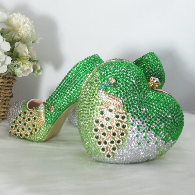 Green Crystal Bridal  High Pumps