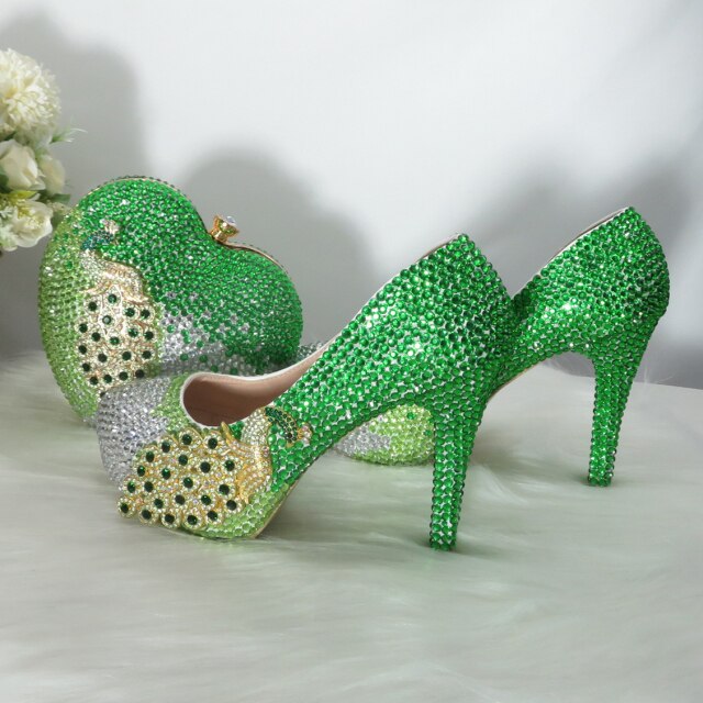 Green Crystal Bridal  High Pumps