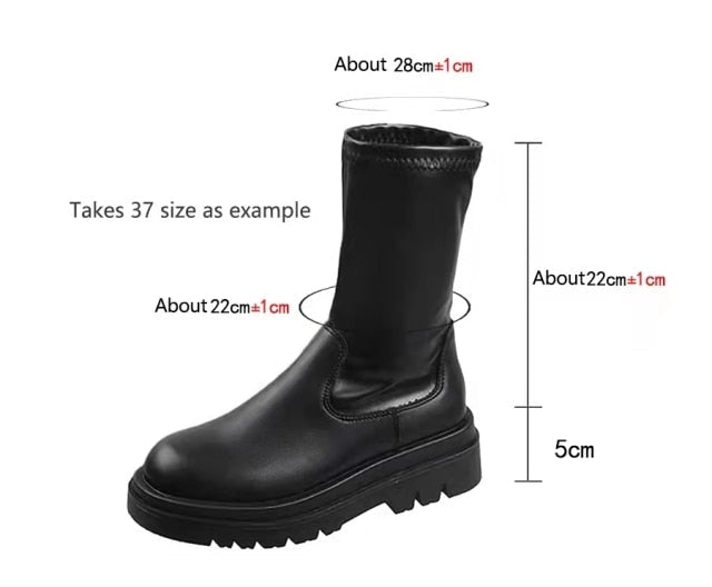 Black PU Rubber Rain Boots