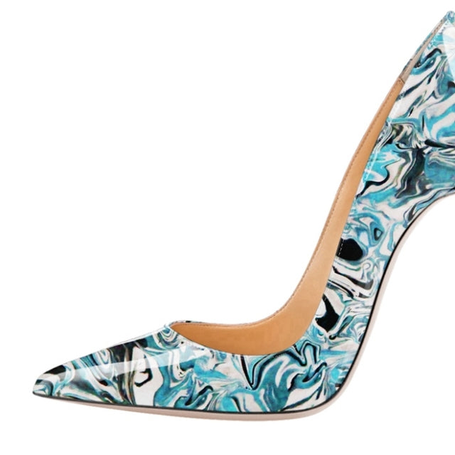 Spring Print Leather Pumps