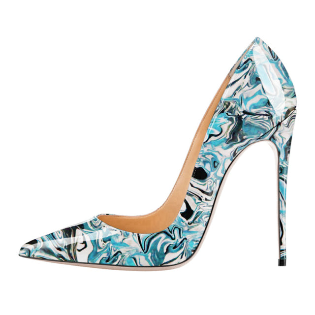 Spring Print Leather Pumps