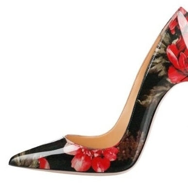 Spring Print Leather Pumps