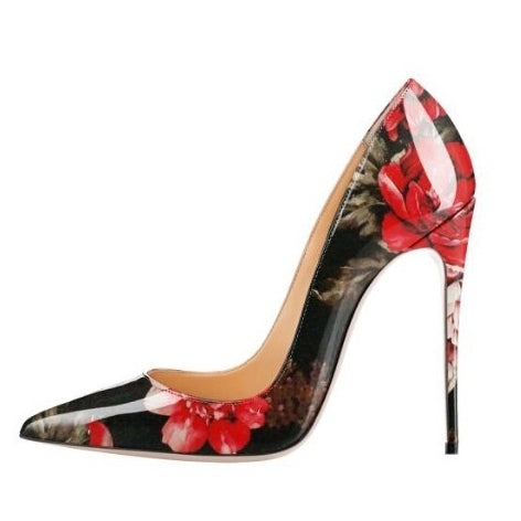 Spring Print Leather Pumps