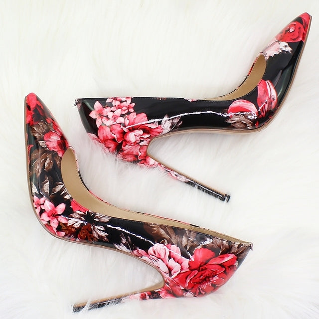 Spring Print Leather Pumps