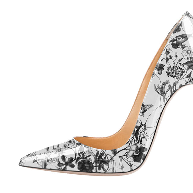 Spring Print Leather Pumps