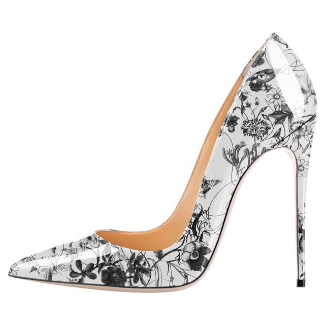 Spring Print Leather Pumps