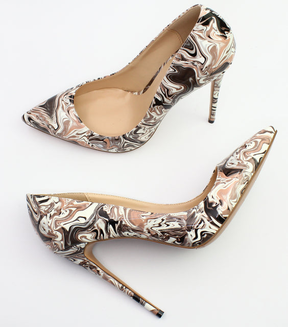 Spring Print Leather Pumps