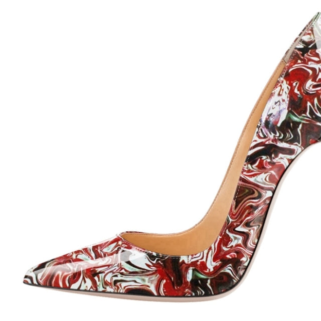 Spring Print Leather Pumps