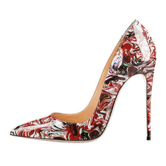 Spring Print Leather Pumps