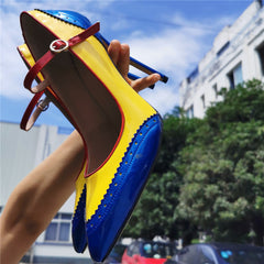 Contrast Color Patchwork Pumps